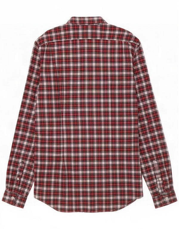 Paul Smith Camisa ajustada para hombre XL Algodón a cuadros rojos