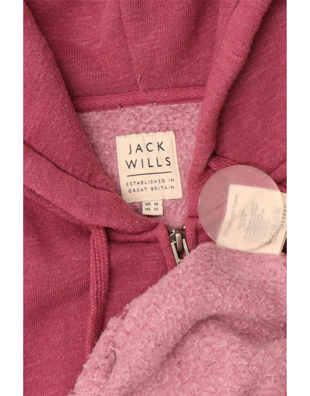 JACK WILLS Suéter con capucha y cremallera para mujer UK 46 Grande Borgoña moteado