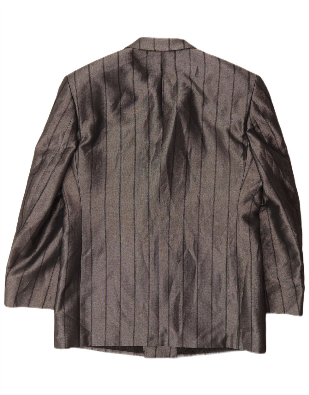 Vintage Mens Blazer Chaqueta Reino Unido 38 Poliéster a rayas gris medio