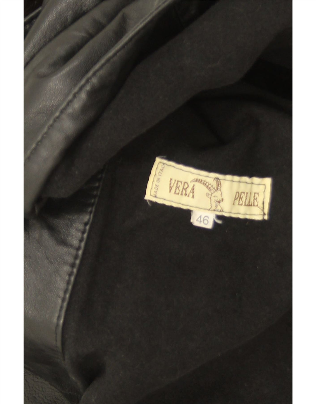 Vintage mujer abrigo de cuero de gran tamaño IT 46 cuero negro grande