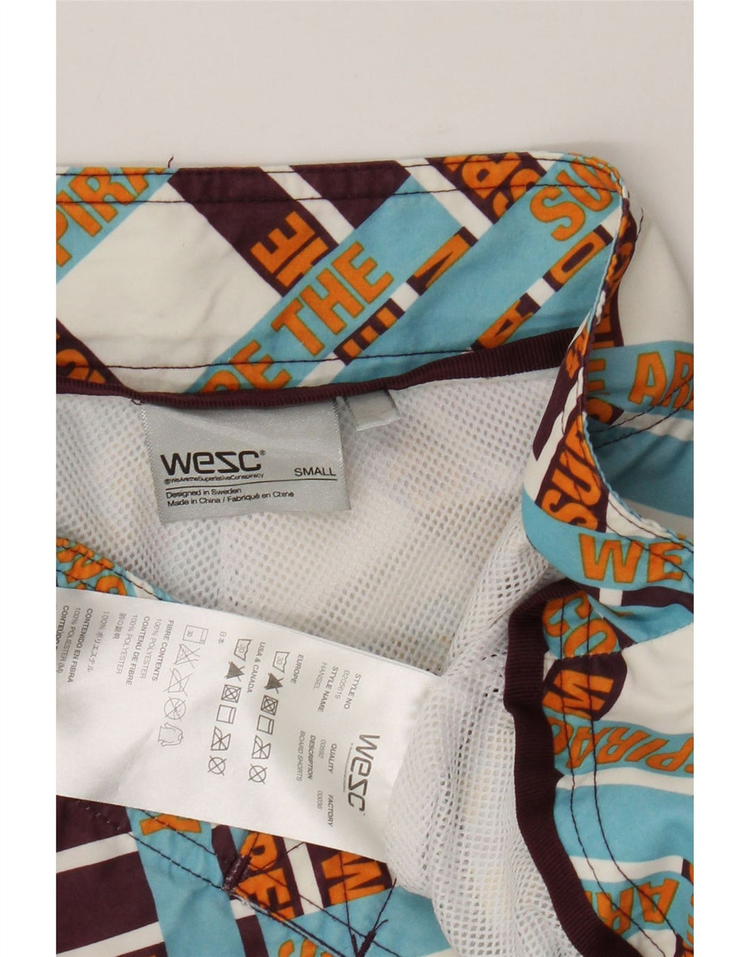 WESC Bañador con estampado gráfico para hombre, poliéster a cuadros pequeños, multicolor