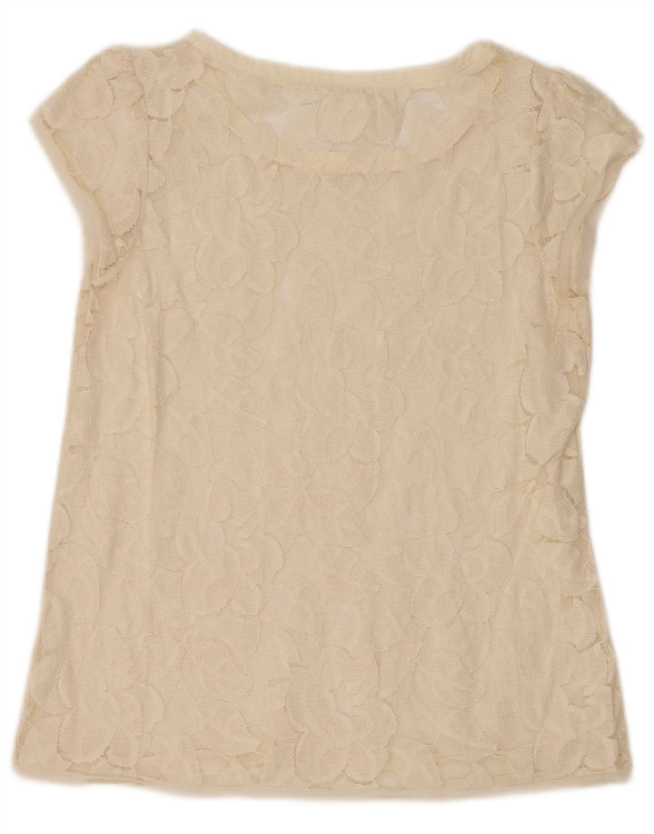 Zara Mujer Blusa De Encaje Top Reino Unido 12 Mediano Off White Floral