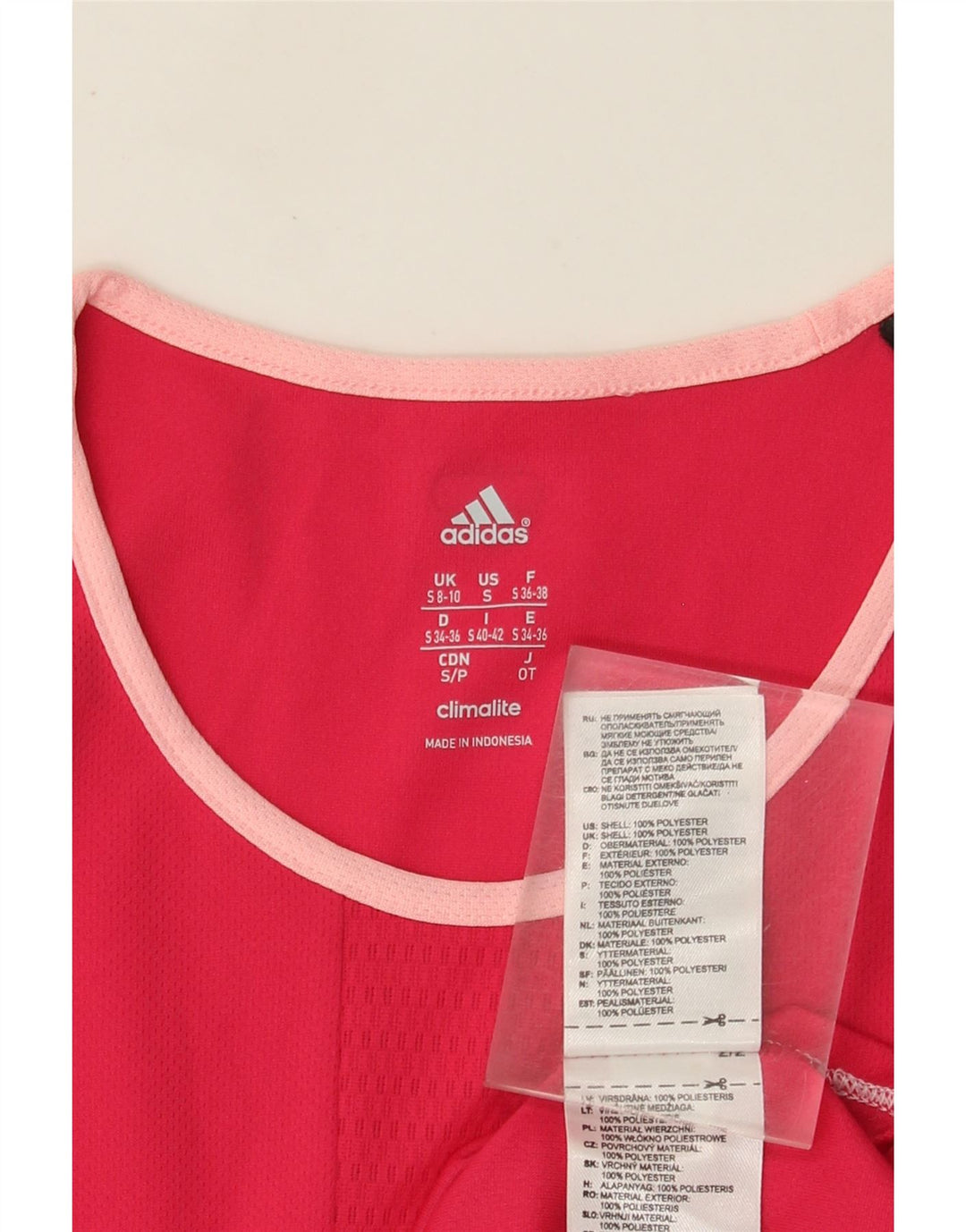 Adidas Mujer Climalite Camiseta Top UK 8/10 Pequeño Rosa Poliéster