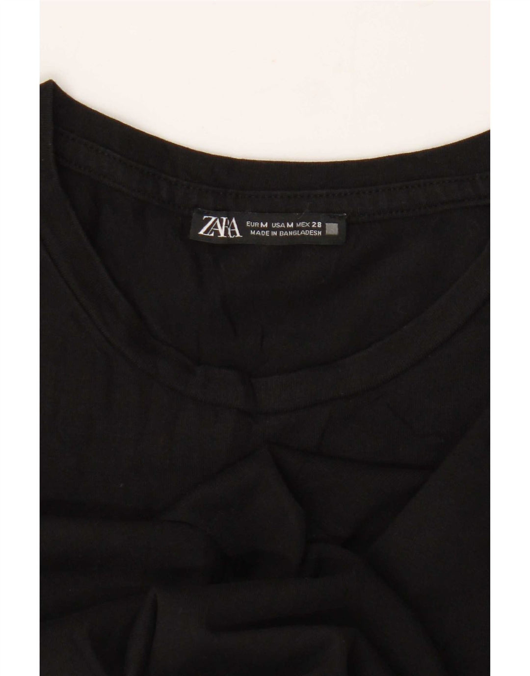 Zara Mujer Crop Camiseta Top UK 12 Medium Negro