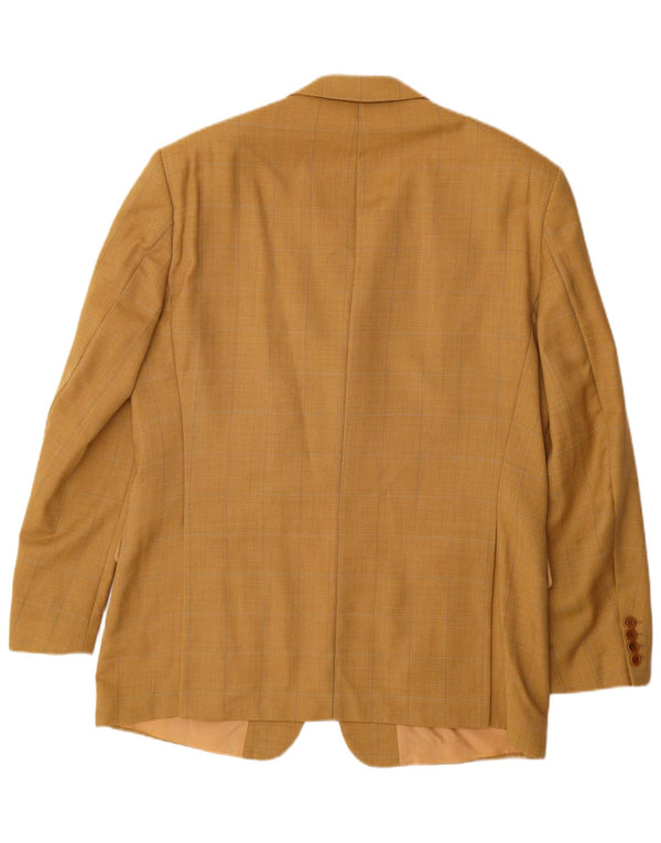 HUGO BOSS Mens 3 Button Blazer Jacket IT 52 XL Yellow Check New Wool