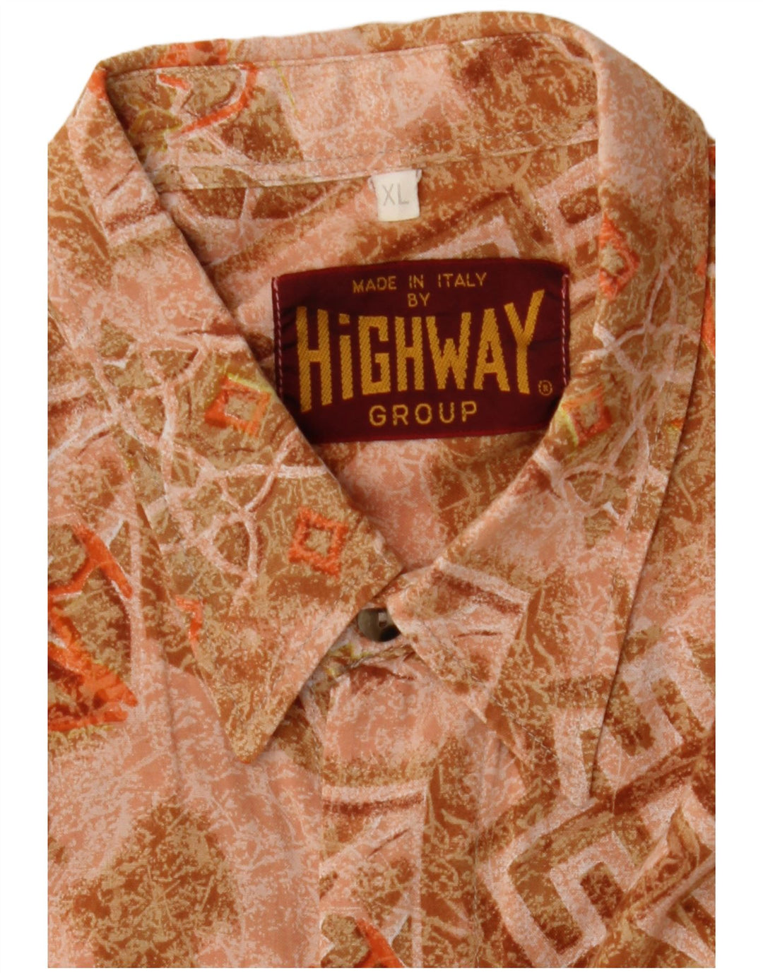 Camisa Vintage Hombre XL Marrón Geométrico