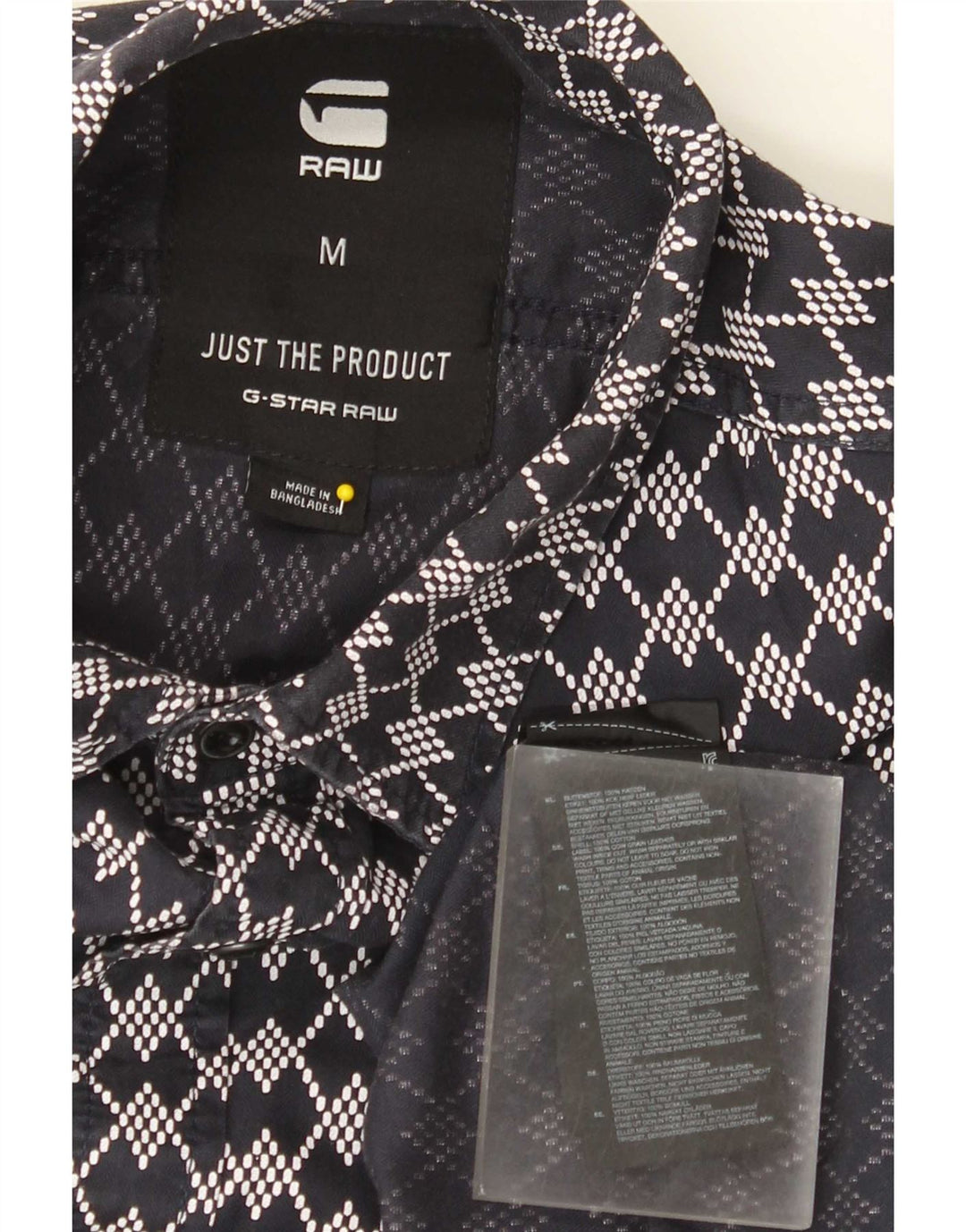 Camisa G-Star Hombre Algodón Geométrico Azul Marino Medio
