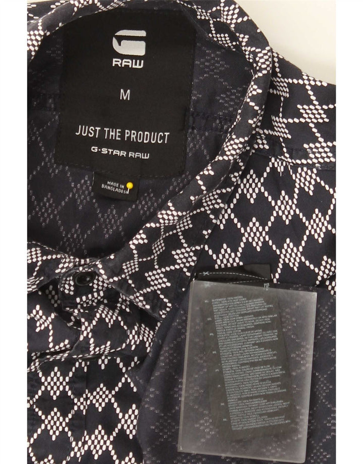Camisa G-Star Hombre Algodón Geométrico Azul Marino Medio