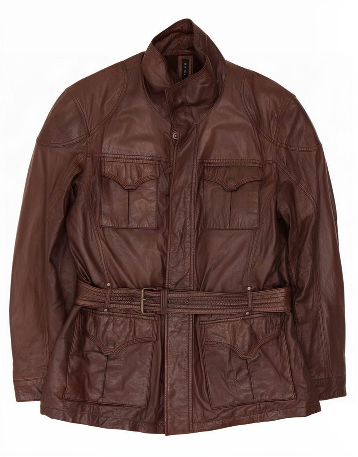 Mauricio Chaqueta de cuero para hombre IT 56 3XL Marrón