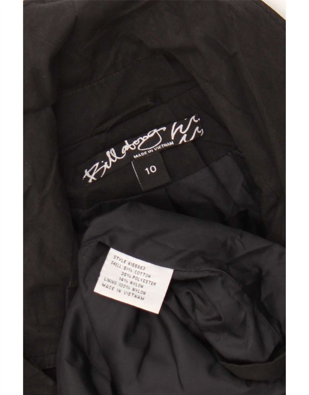 Billabong Abrigo de doble botonadura para mujer UK 10 Small Algodón negro
