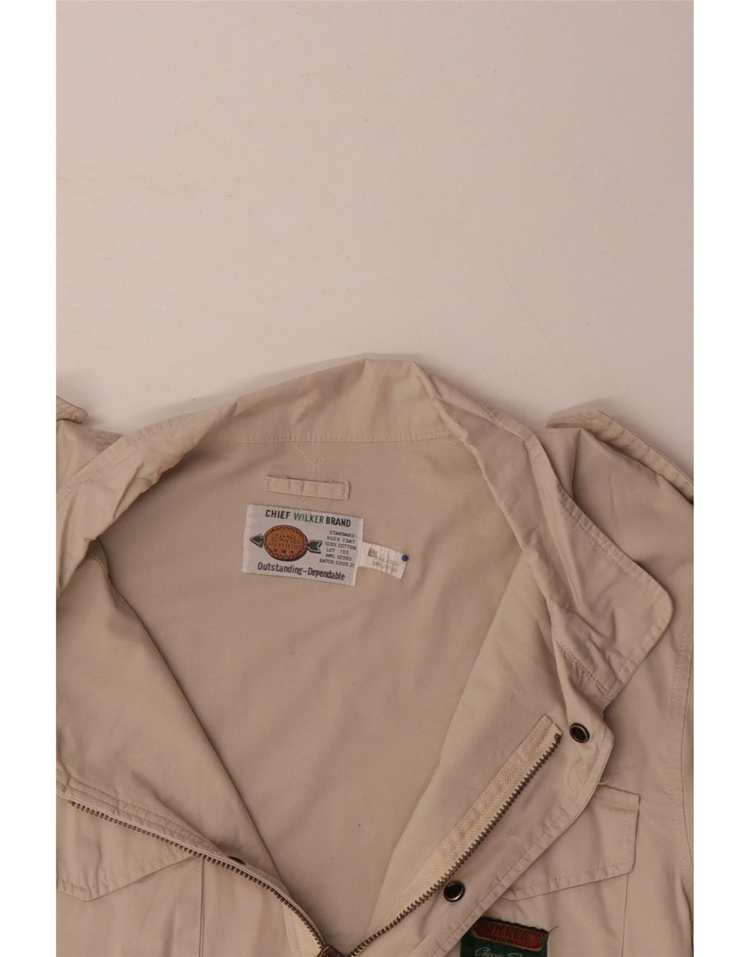 VINTAGE Chaqueta militar para hombre Reino Unido 40 Algodón beige grande