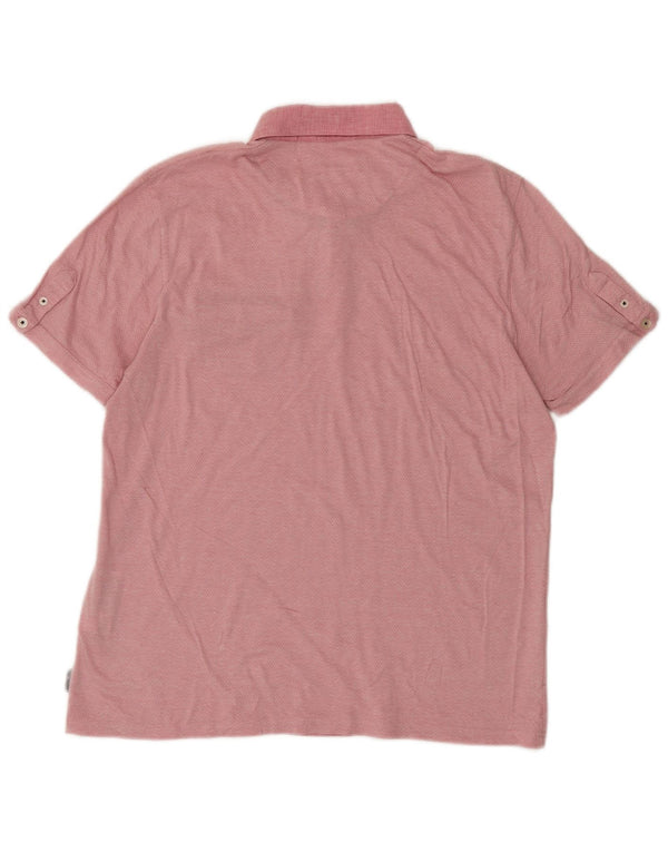 Ted Baker Polo para hombre talla 4 grande algodón Chevron rosa