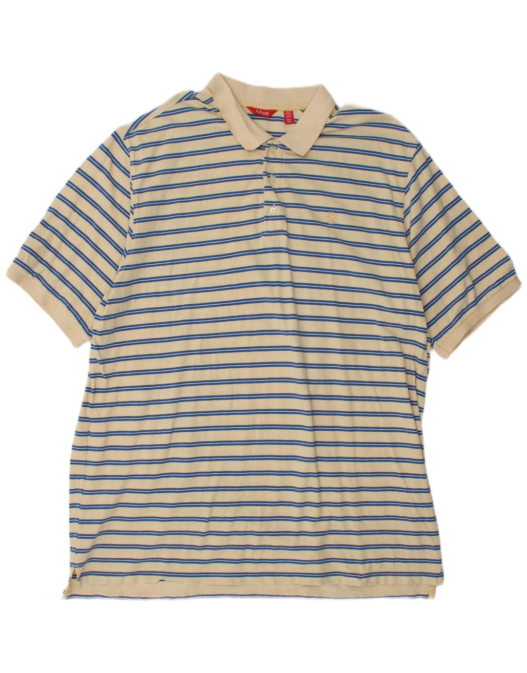 Izod Polo alto para hombre 2XL Algodón a rayas beige