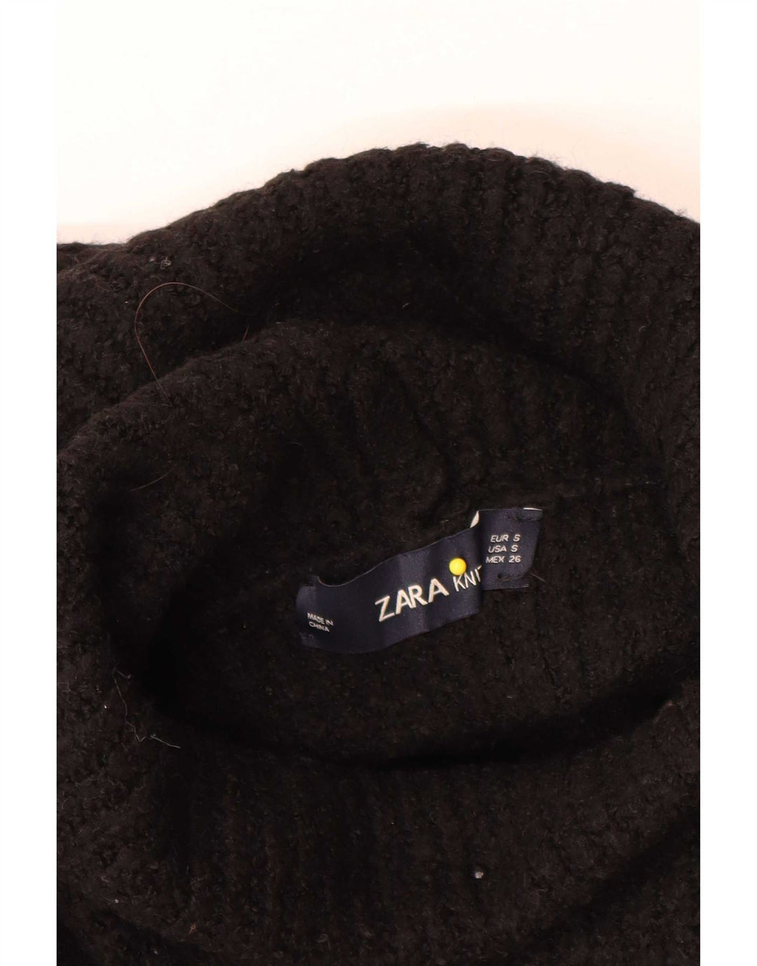 Zara Mujer Oversize Roll Neck Jumper Sweater UK 10 Small Negro Acrílico