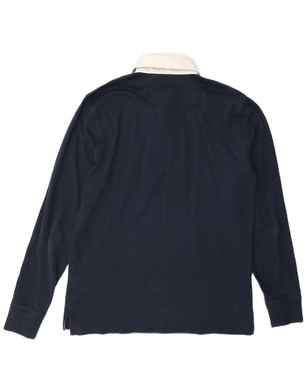 Tommy Hilfiger Mens Long Sleeve Rugby Polo Shirt Medium Navy Blue Cotton