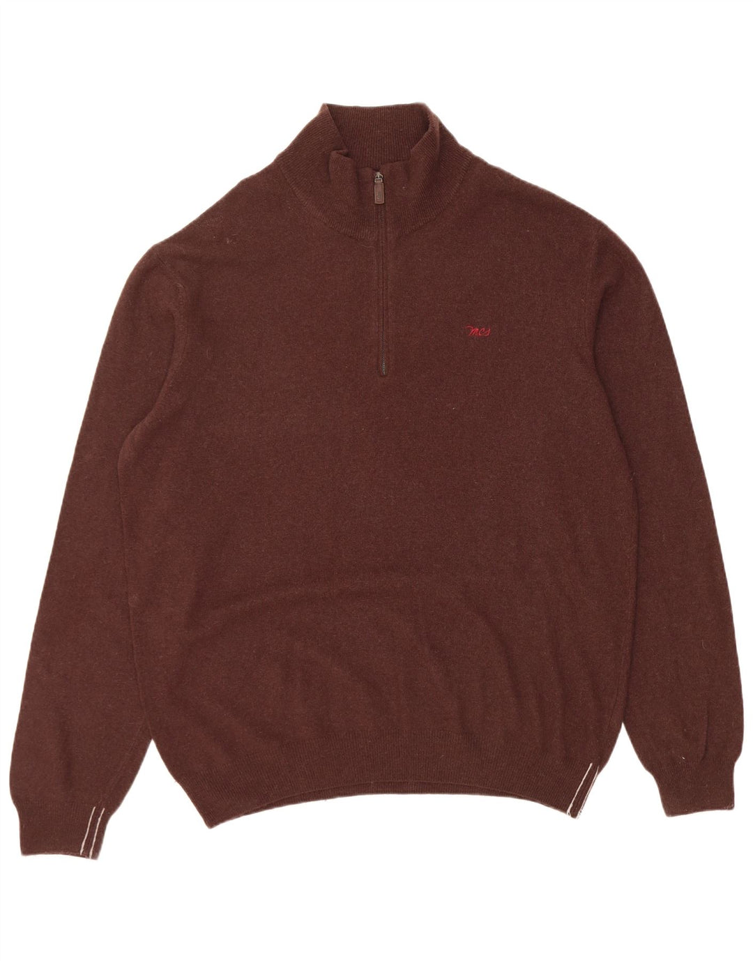 Marlboro Classics - Jersey con cuello y cremallera para hombre, talla 2XL, lana marrón