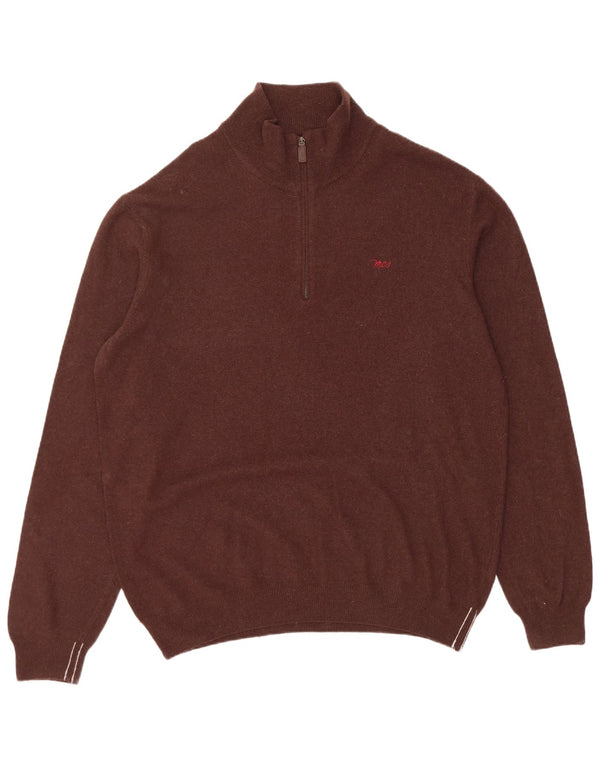 Marlboro Classics - Jersey con cuello y cremallera para hombre, talla 2XL, lana marrón