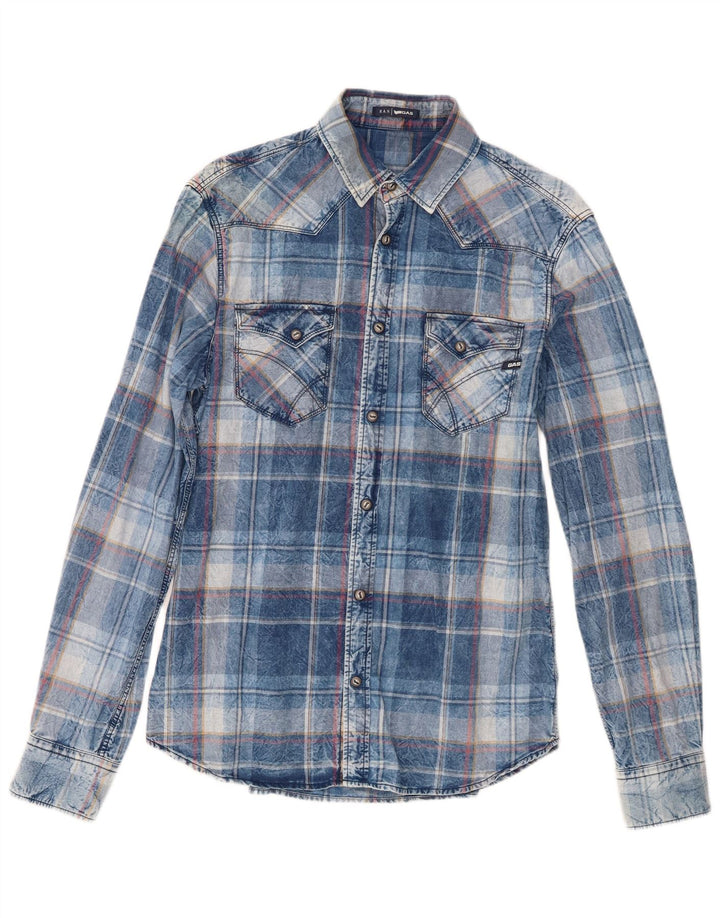 Camisa vaquera para hombre Gas a cuadros azules grandes