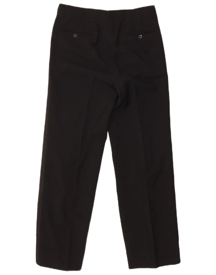 VINTAGE Hombres 1 Botón 2 Piezas Set IT 46 Pequeño W29 L29 Lana Negra