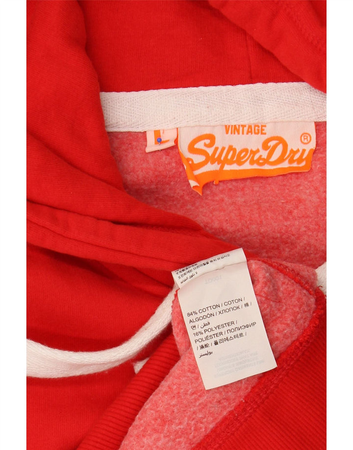 SUPERDRY Jersey con capucha gráfica para mujer UK 46 Large Red Cotton