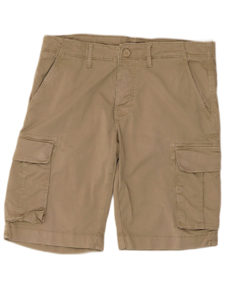 Vintage hombres cargo pantalones cortos W33 algodón beige medio
