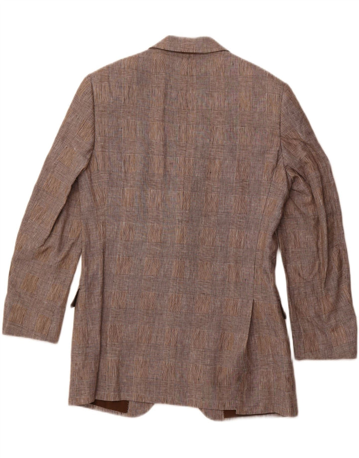 PAL ZILERI Chaqueta tipo blazer de 2 botones para hombre IT 48 Lino a cuadros gris medio