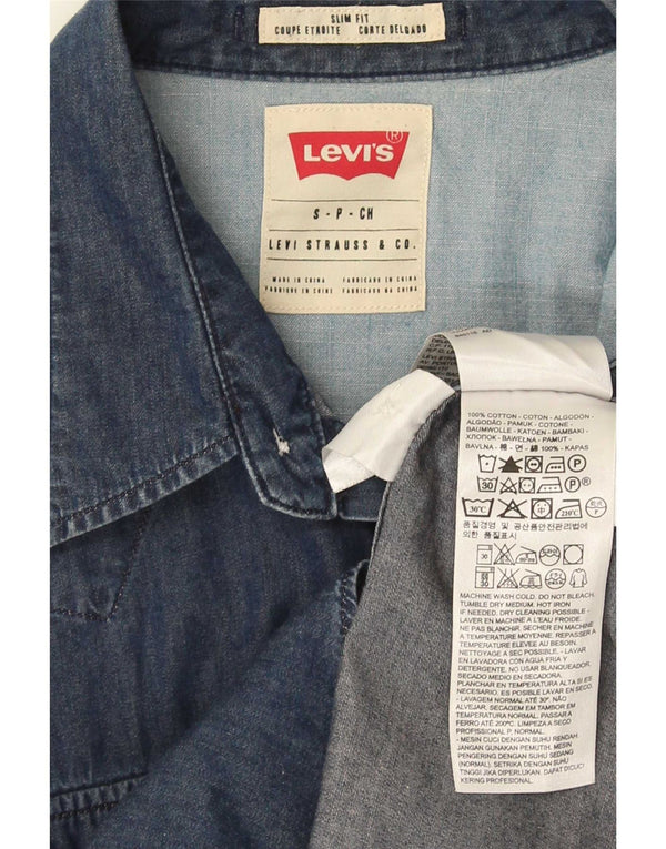 Levi's Camisa vaquera ajustada de algodón azul marino pequeña para hombre