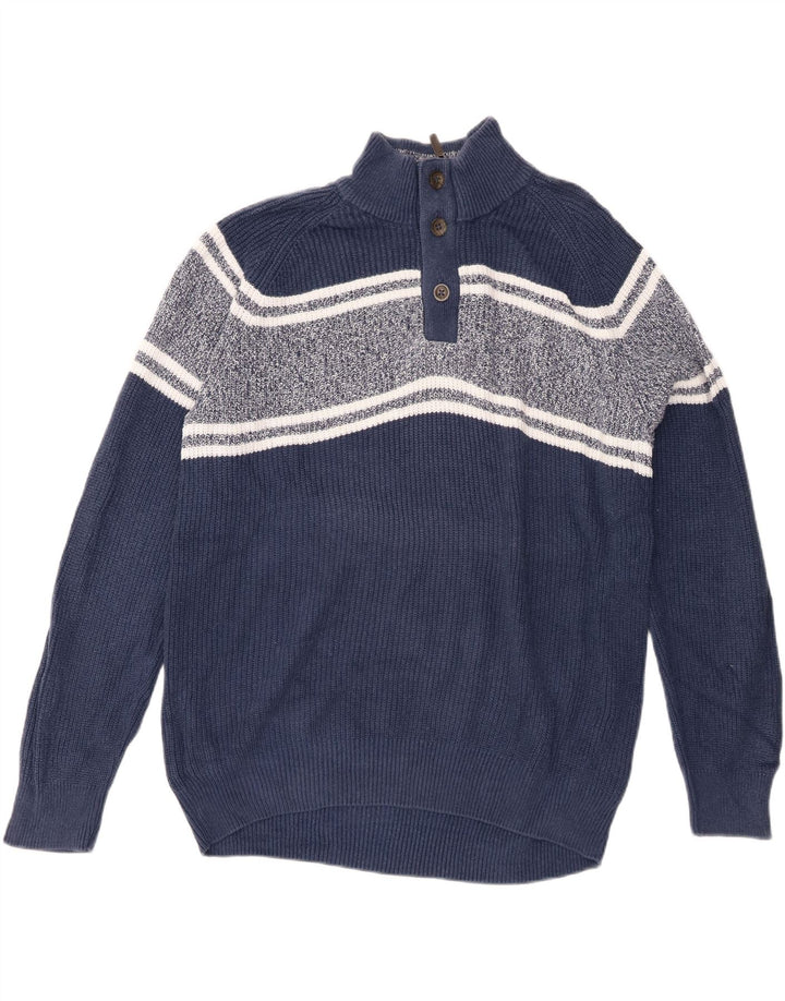 Jersey tipo jersey con cuello y cremallera en azul Harbor de Marks & Spencer para hombre con diseño color block grande