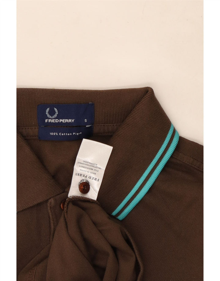 Fred Perry Polo De Manga Larga Para Hombre Pequeño Algodón Marrón