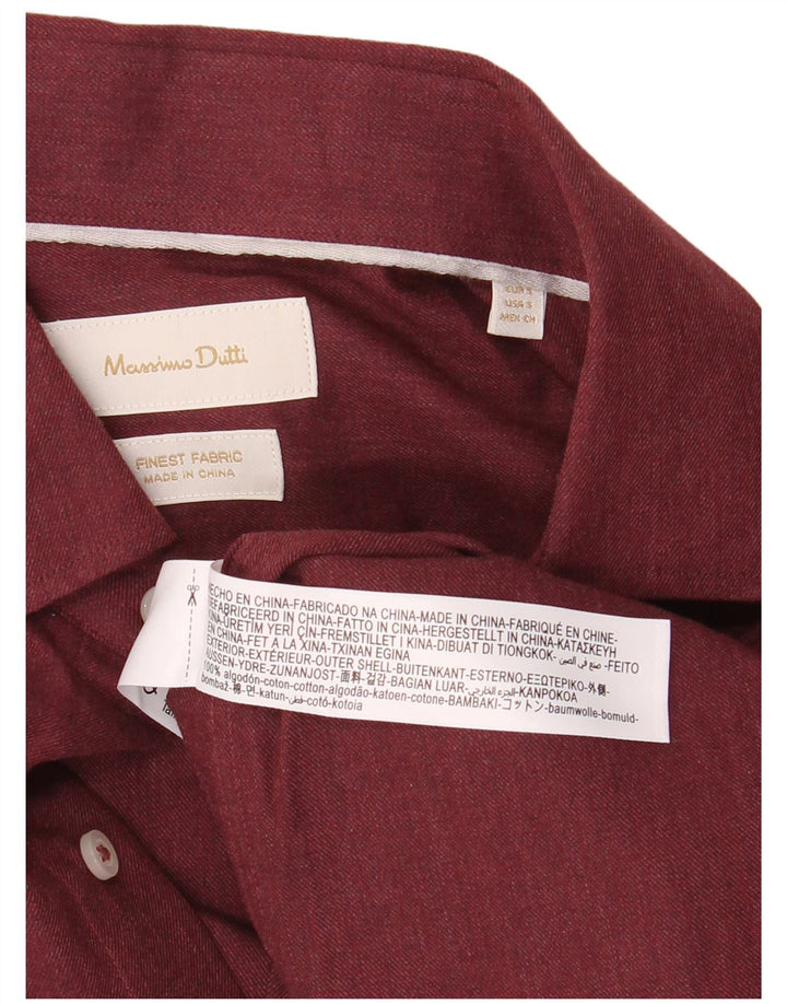 Camisa Massimo Dutti Hombre Small Burdeos Algodón