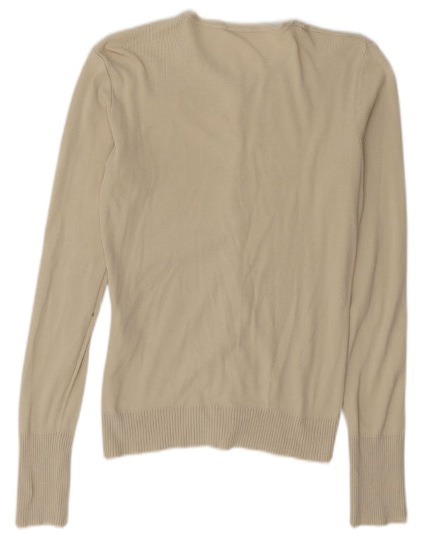 Benetton Cárdigan Extragrande Mujer UK 40 Small Algodón Beige