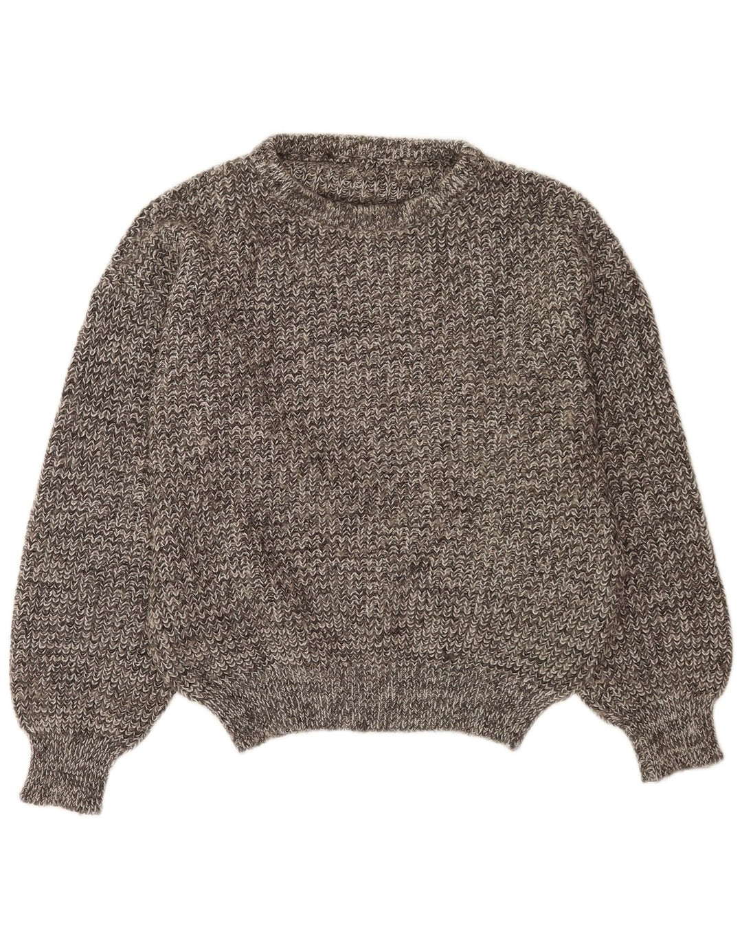 Vintage hombres botón cuello jumper suéter grande gris moteado