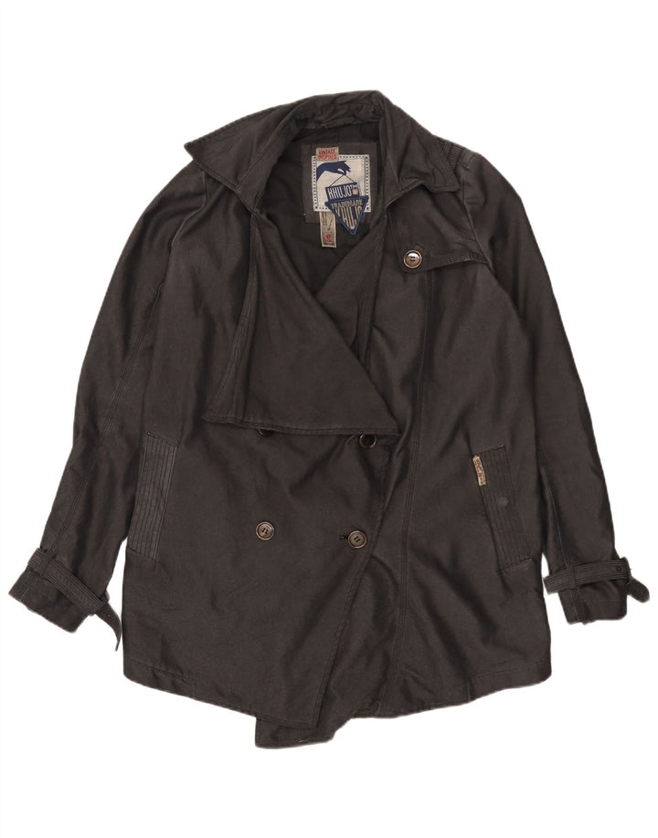 KHUJO Gabardina extragrande para mujer UK 10 Small Poliéster negro