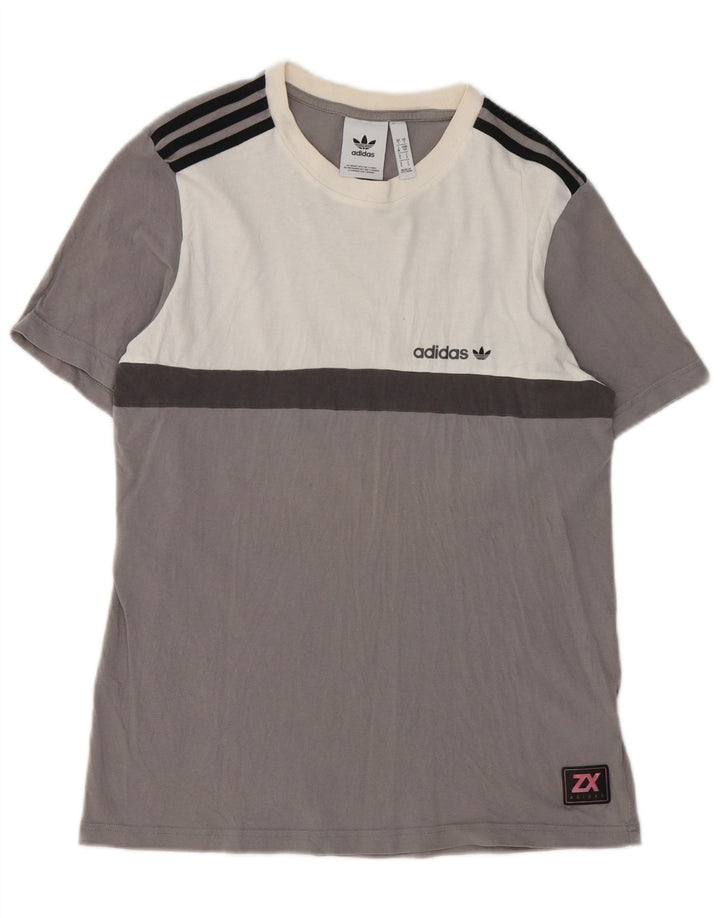 Adidas Hombre Camiseta Top Small Gris Colorblock Algodón