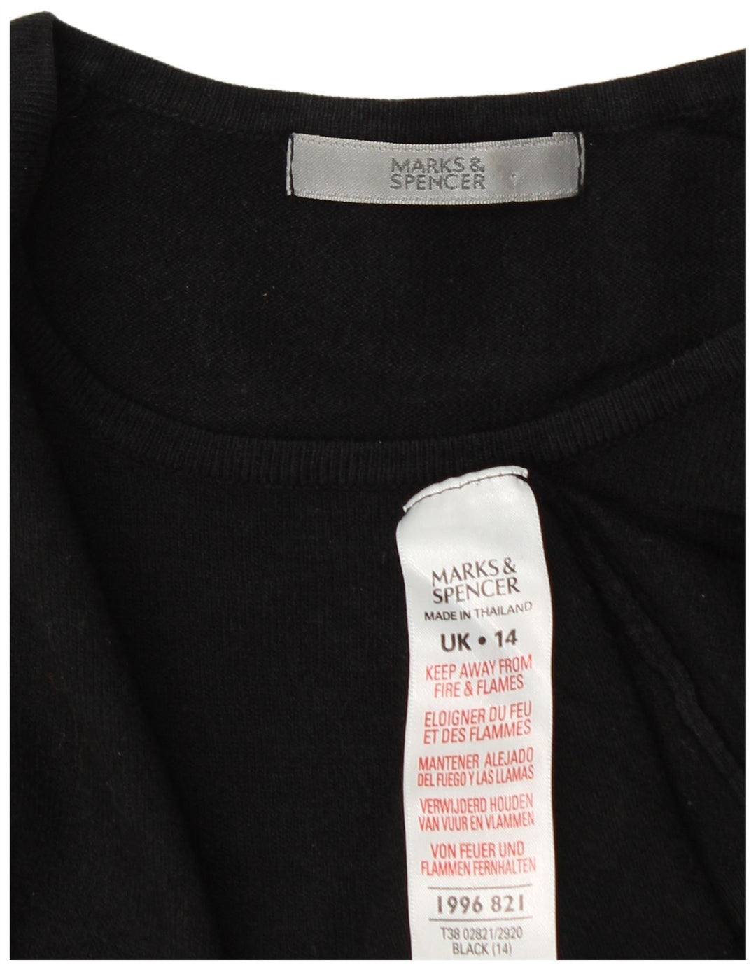 Marks & Spencer Suéter Corto con Cuello Barco para Mujer UK 44 Mediano Negro