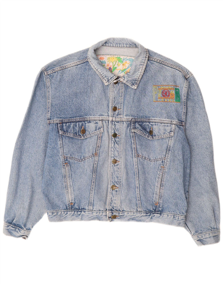Vintage hombres chaqueta de mezclilla Reino Unido 42 XL algodón azul