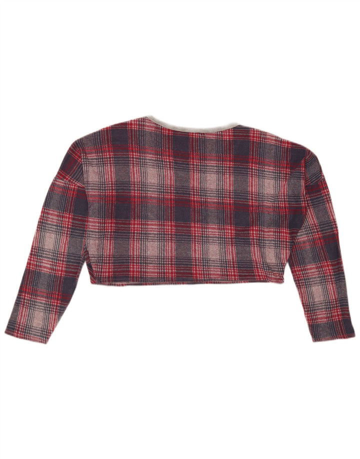 Topshop Top corto extragrande de manga larga para mujer UK 8 Small Red Houndstooth
