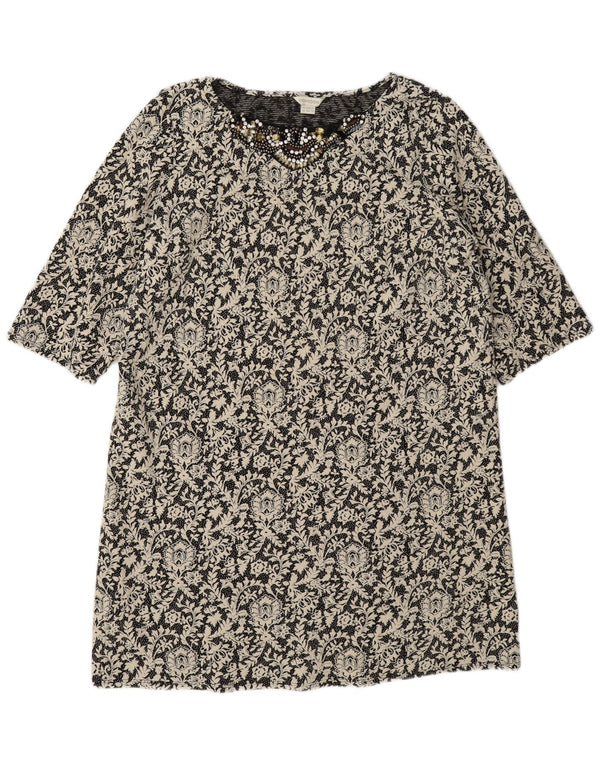 Monsoon Vestido recto para mujer UK 46 Grande Algodón floral negro