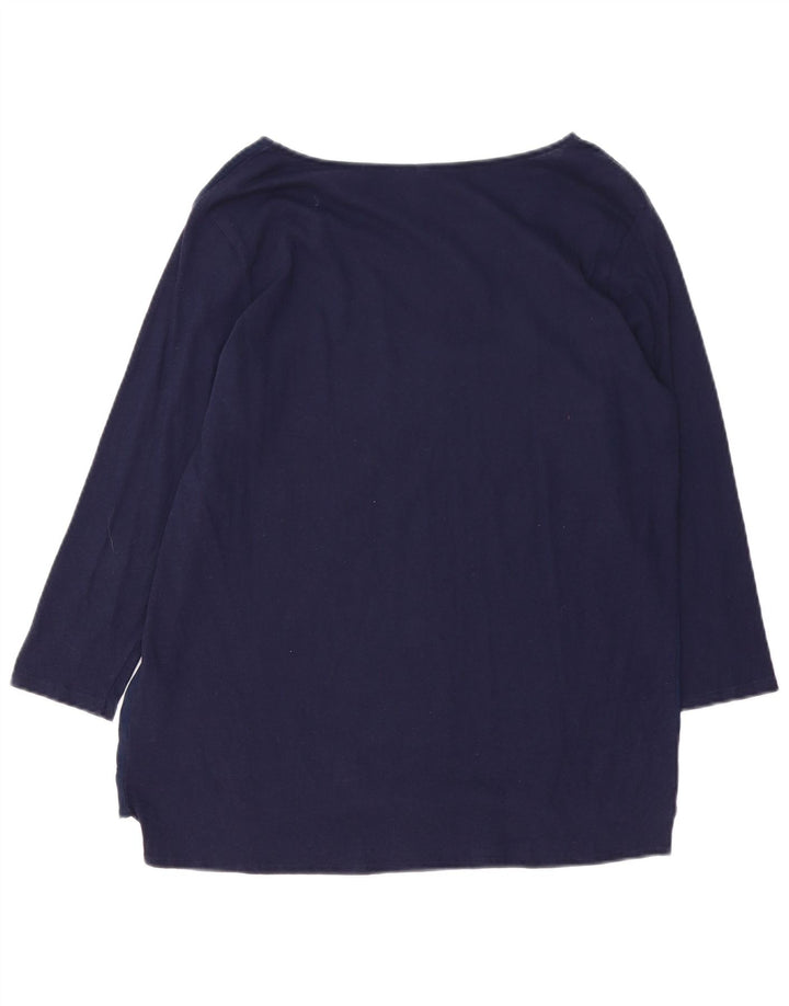 BENETTON Top para mujer manga 3/4 UK 46 Grande Azul marino Algodón