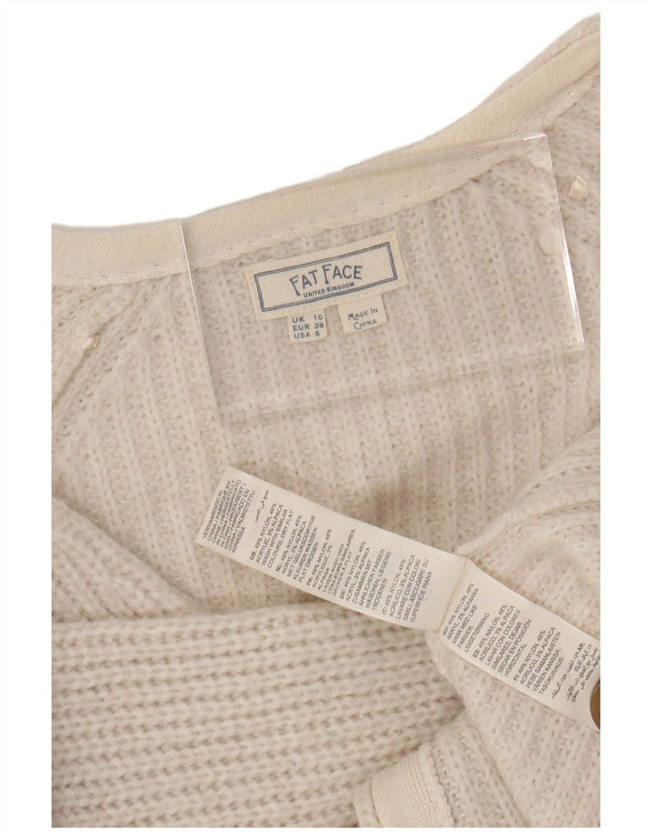 FAT FACE Suéter tipo cárdigan extragrande para mujer UK 10 Small White Nylon