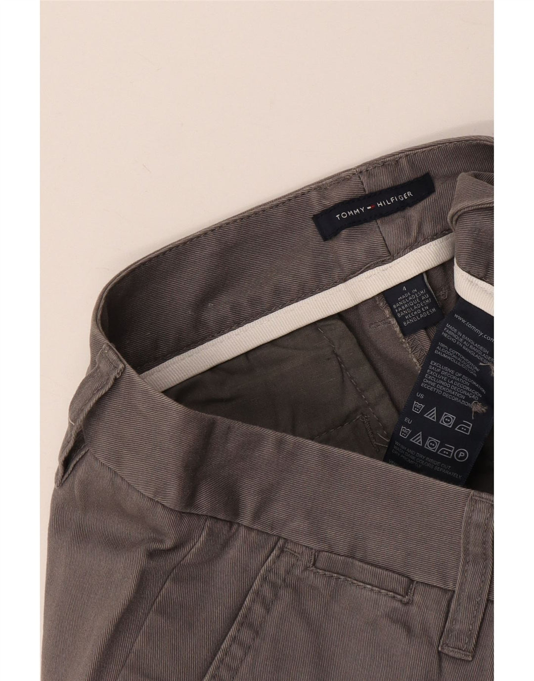 TOMMY HILFIGER Pantalones cortos rectos para mujer US 4 Small W25 L22 Gris