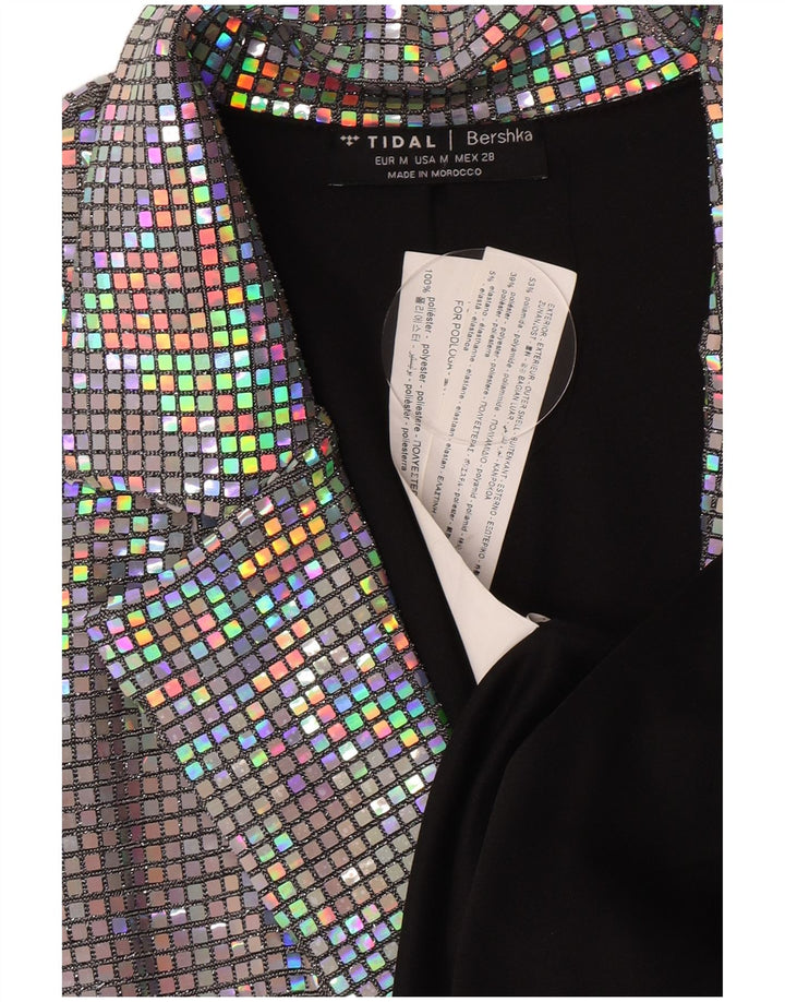 Bershka Chaqueta Blazer Larga para Mujer UK 42 Mediana Poliamida Multicolor