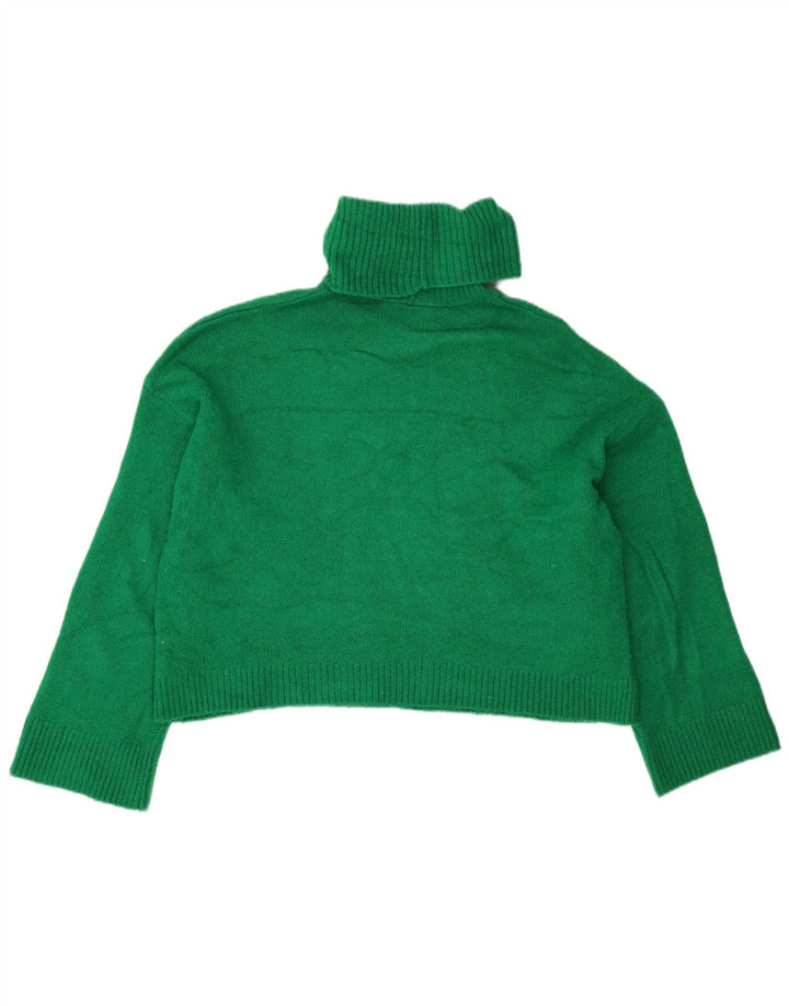 Zara Mujer Crop Oversize Roll Neck Jumper Sweater UK 10 Small Verde