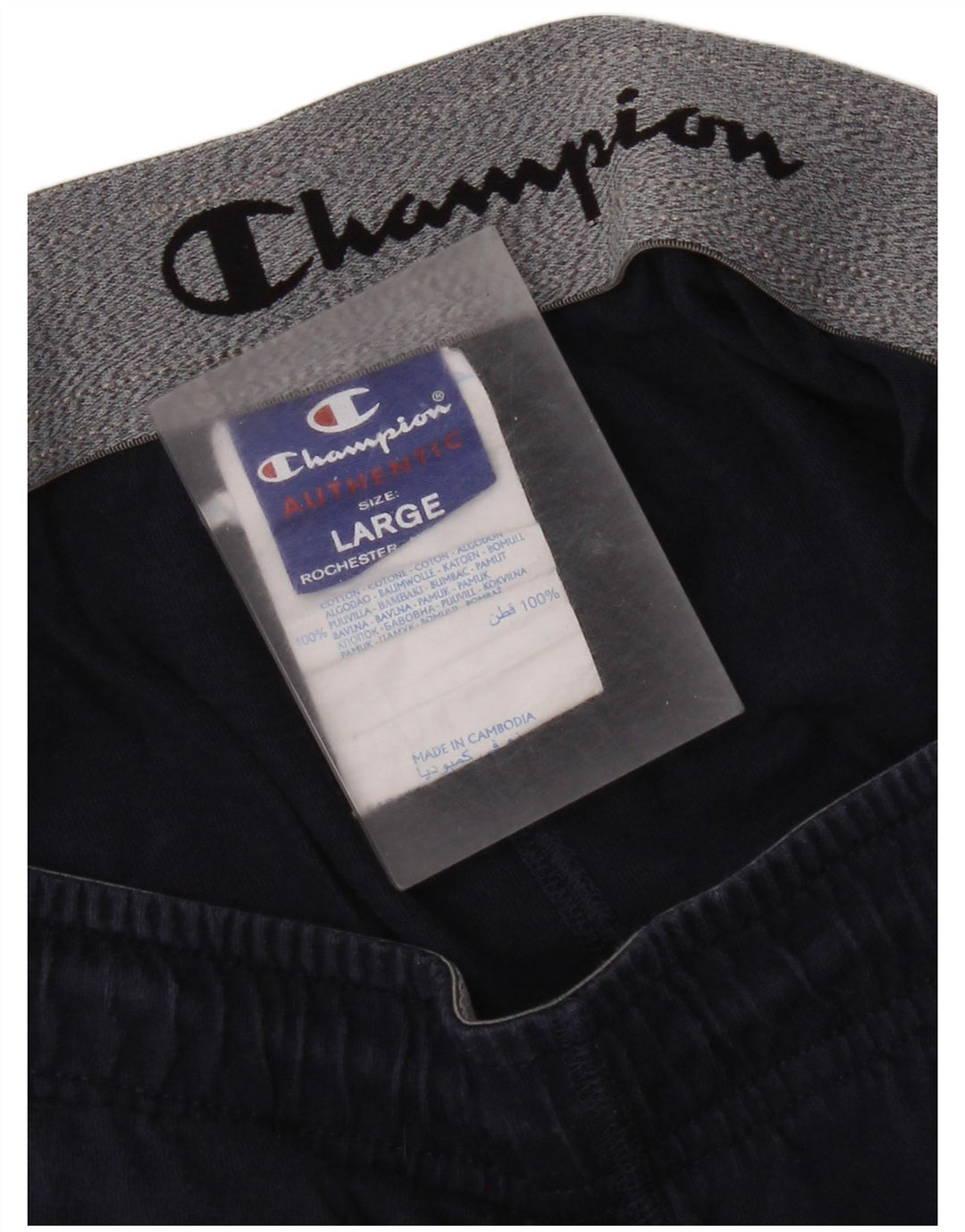Champion Pantalones cortos deportivos para hombre, tamaño grande, algodón azul marino