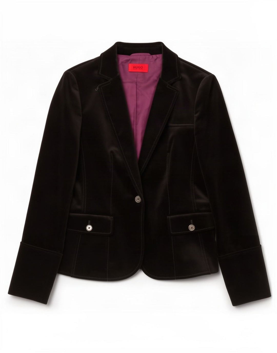 Hugo Boss Chaqueta Blazer de Terciopelo con 1 Botón para Mujer UK 10 Small Black