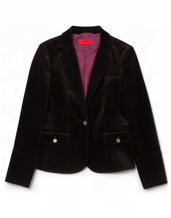Hugo Boss Chaqueta Blazer de Terciopelo con 1 Botón para Mujer UK 10 Small Black