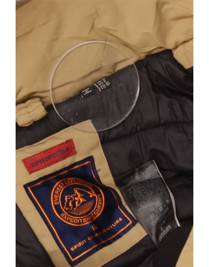 Superdry Parka con capucha para mujer, talla 42, poliéster beige medio