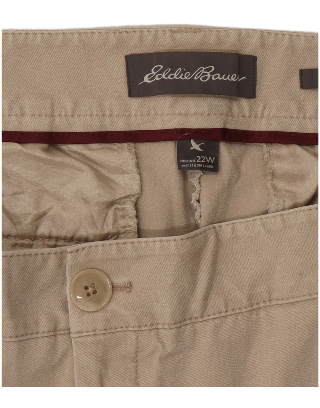EDDIE BAUER Pantalones casuales con ajuste curvado para mujer US 22 3XL W44 L30 Beige