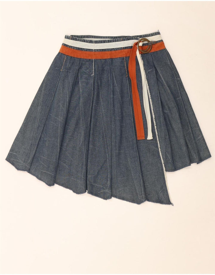 Intrend Falda asimétrica cruzada de mezclilla para mujer IT 38 XS W28 Algodón azul