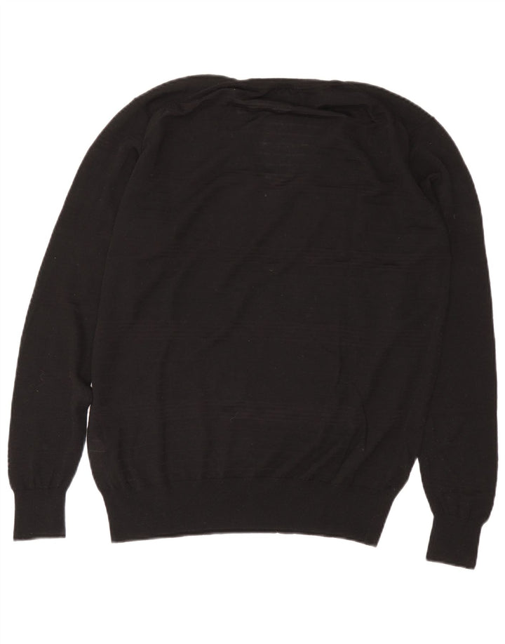 Zara Hombre Jersey Transparente Con Cuello En V Jersey XL Lana Negra
